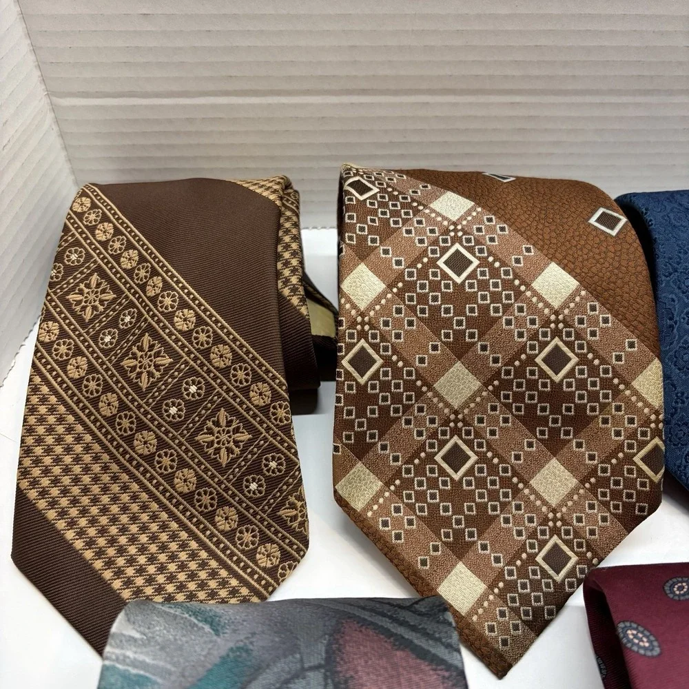 VINTAGE BRITTANIA Nordstrom Mens 1970s  Striped Print Neck Tie Retro Grandpa Lot